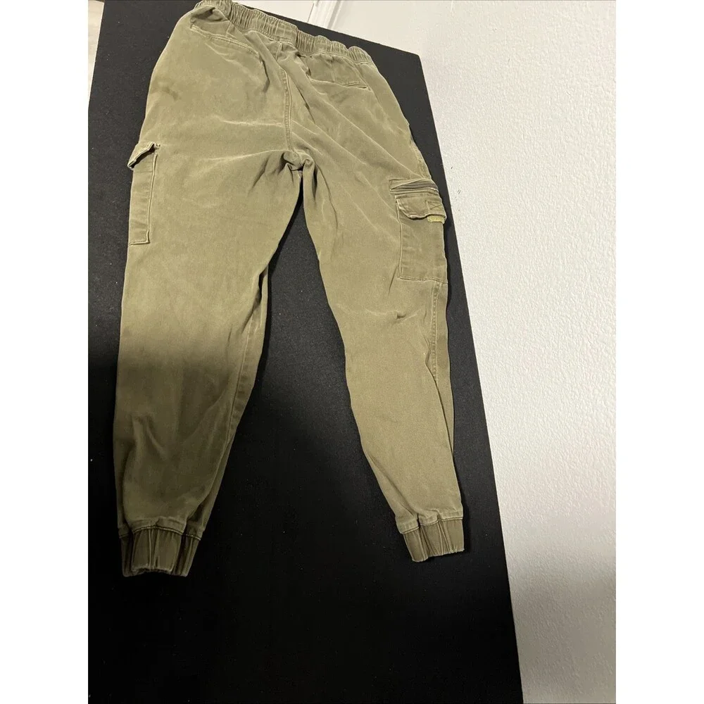 Refinery Republic Pants Mens Large Green Cargo Jogger Elastic Waist Cuffed